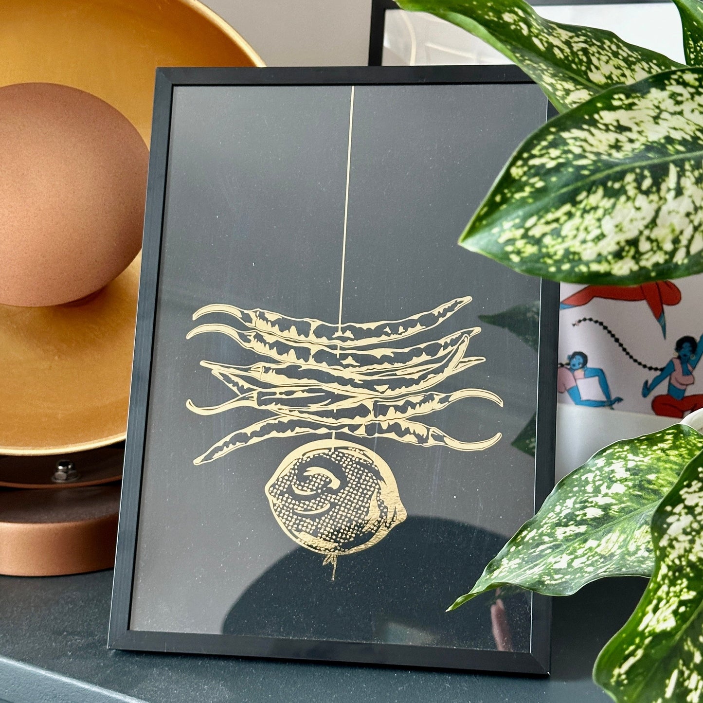 LIMITED EDITION Najaar Gold Foil Print | Slate | Stone