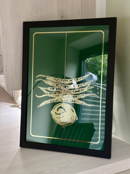 LIMITED EDITION Najaar Gold Foil & Forest Green A3