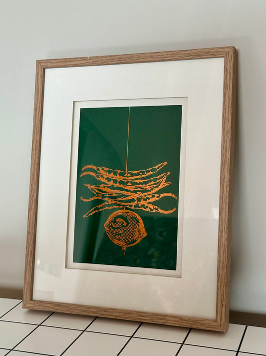 Limited Edition - Najaar Copper Foil on Forest Green - MINI Print