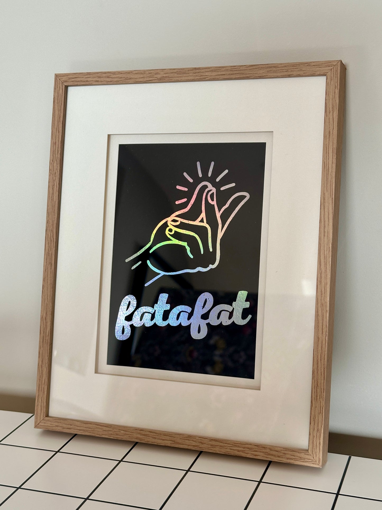 Limited Edition - Fatafat Holographic Foil on Slate - MINI Print