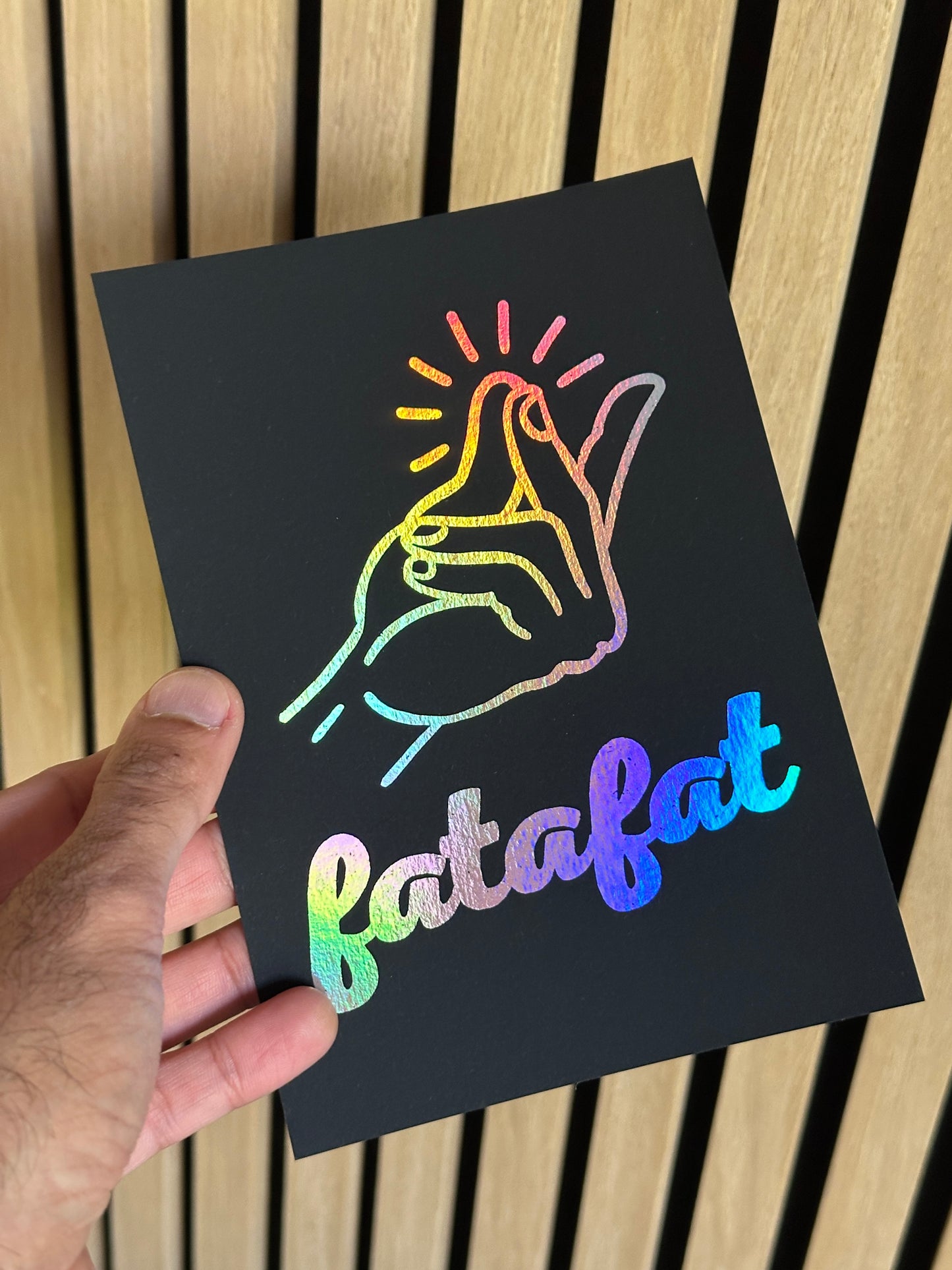Limited Edition - Fatafat Holographic Foil on Slate - MINI Print