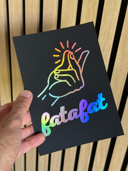 Limited Edition - Fatafat Holographic Foil on Slate - MINI Print