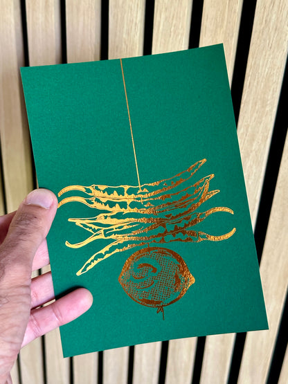 Limited Edition - Najaar Copper Foil on Forest Green - MINI Print
