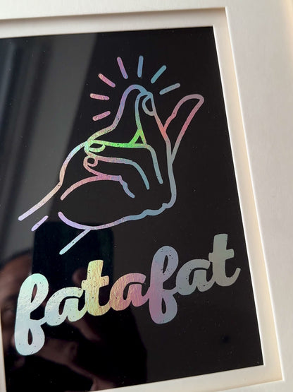Limited Edition - Fatafat Holographic Foil on Slate - MINI Print