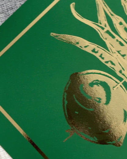 LIMITED EDITION Najaar Gold Foil & Forest Green A3
